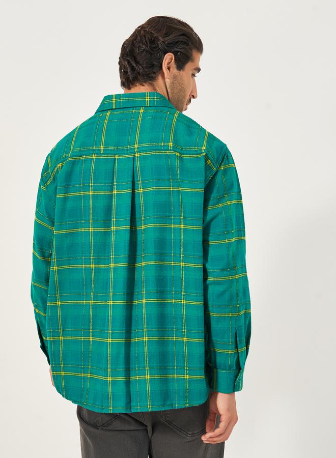 Styli Brushed Flannel Checkered Relaxed Fit Shirt  - Image 4
