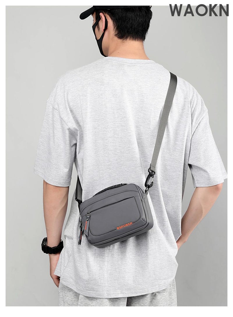 WAOKN Small Messenger Bag Crossbody Bags for Men and Women  , Shoulder Bag Sling Bag  , Travel Bag for Work Business Satchel Bags Small Carry Bags Purse , waterproof material ，Fashionably Simple ,unisex , (grey) . - Image 5