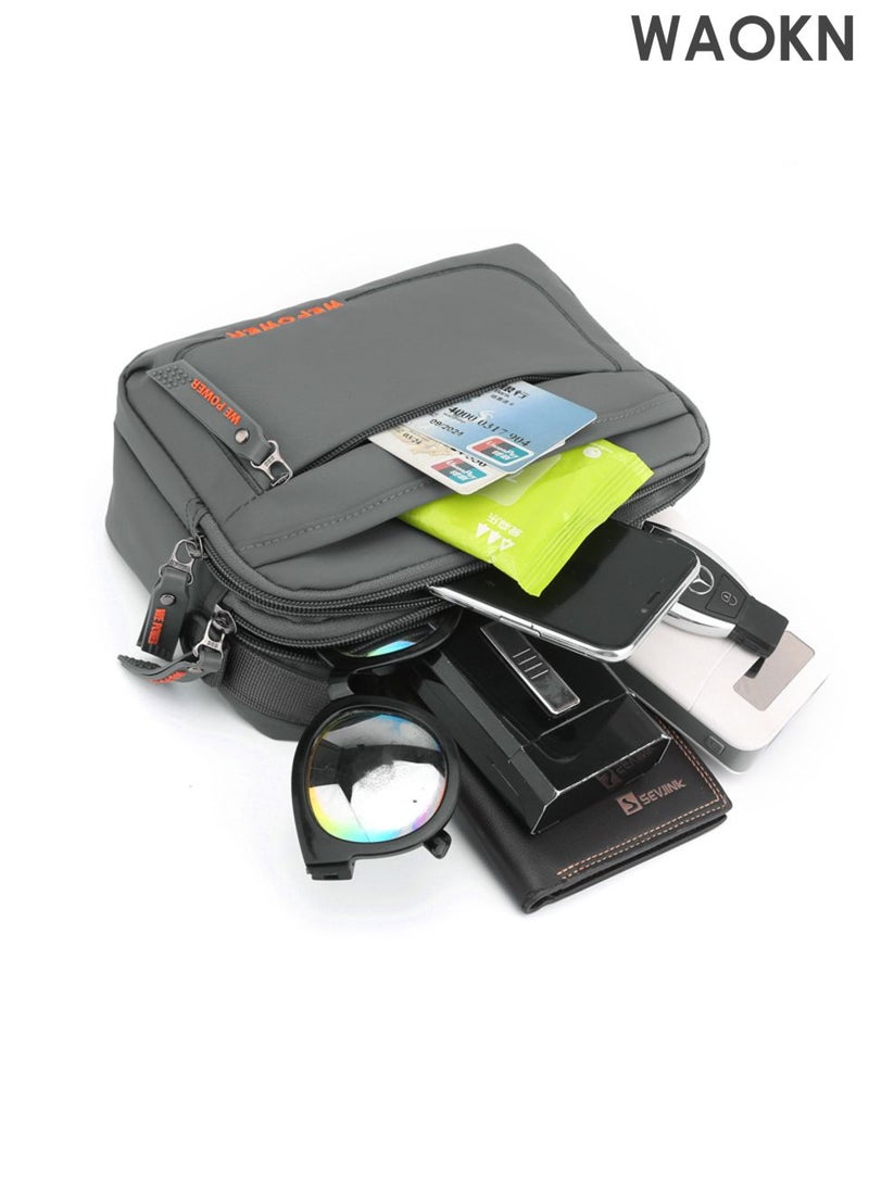 WAOKN Small Messenger Bag Crossbody Bags for Men and Women  , Shoulder Bag Sling Bag  , Travel Bag for Work Business Satchel Bags Small Carry Bags Purse , waterproof material ，Fashionably Simple ,unisex , (grey) . - Image 2