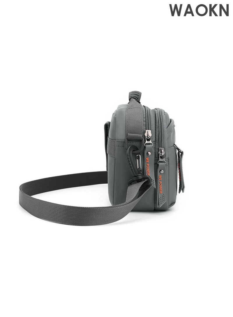 WAOKN Small Messenger Bag Crossbody Bags for Men and Women  , Shoulder Bag Sling Bag  , Travel Bag for Work Business Satchel Bags Small Carry Bags Purse , waterproof material ，Fashionably Simple ,unisex , (grey) . - Image 3
