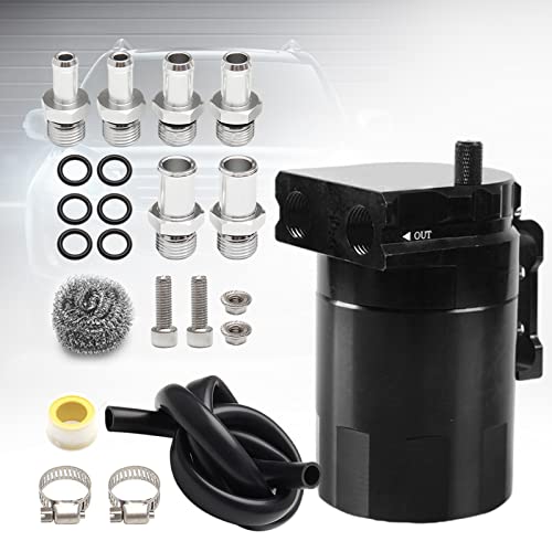 Htostar Racing Thick Shell Baffled Oil Catch Can Coolant Fuel Catch Can Reservoir Kit - Black - Image 1