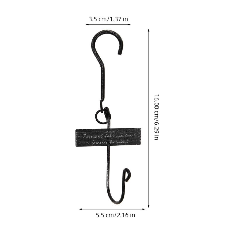 Vintage Iron S Hooks For Hanging Plants Double Headed Decorative Plant Hanger For Kitchen Balcony Outdoor Garden Use Black Rustic Style Hook 6 Inch - Image 3