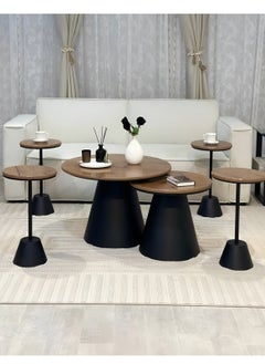 alimforyou Table set consisting of two tables with 4 multi-purpose oak wood service 80x55 x 80  - Image 1