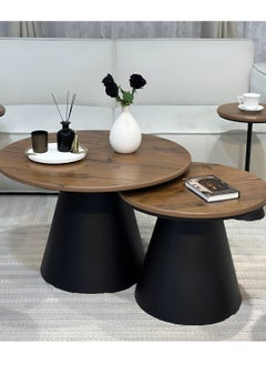 alimforyou Table set consisting of two tables with 4 multi-purpose oak wood service 80x55 x 80  - Image 2