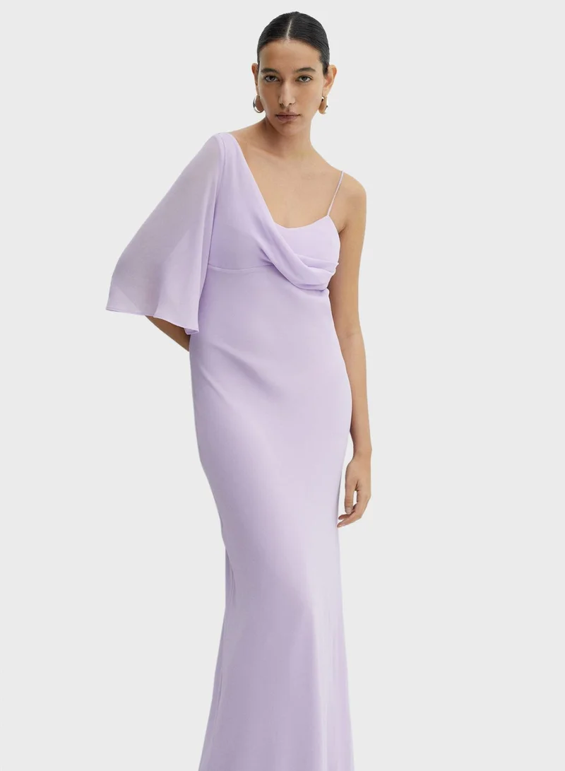 MANGO Asymmetric Chiffon Dress
