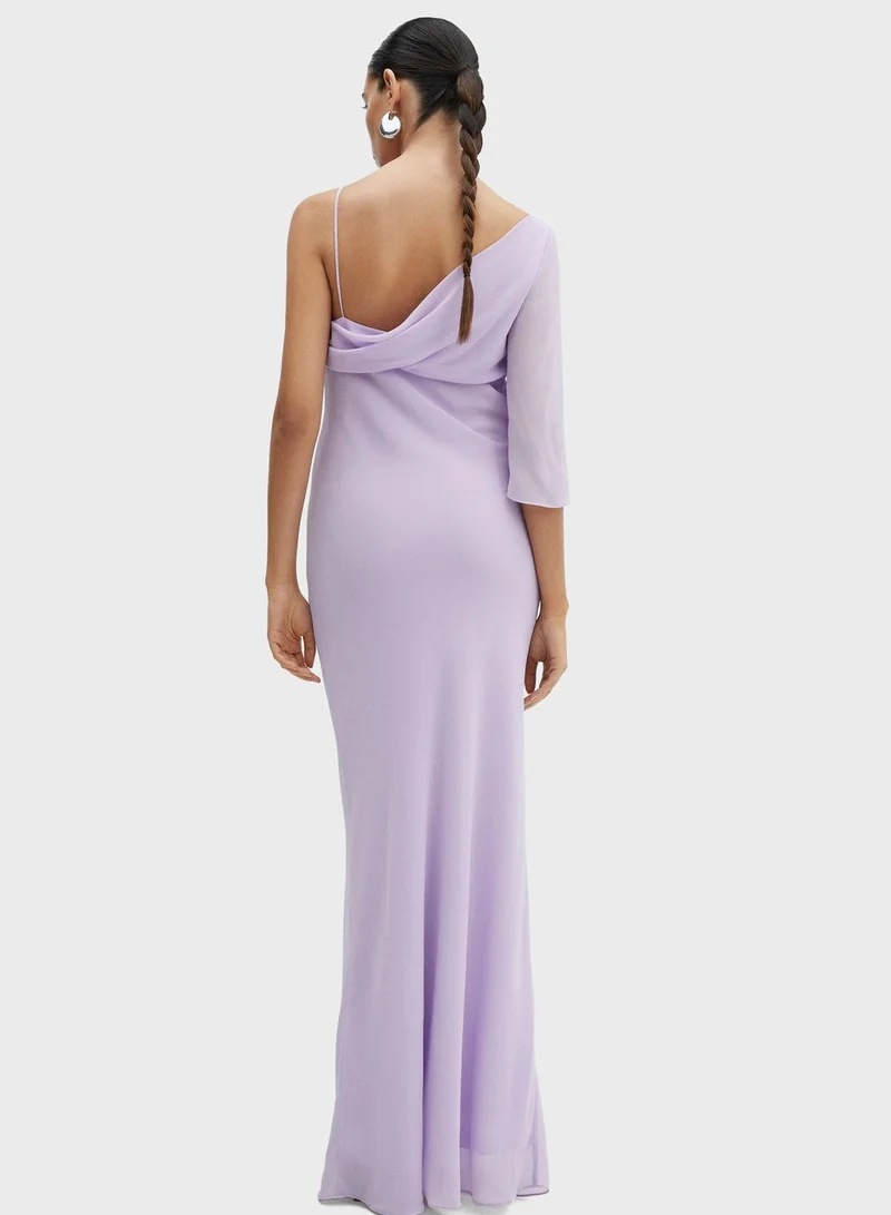 MANGO Asymmetric Chiffon Dress
