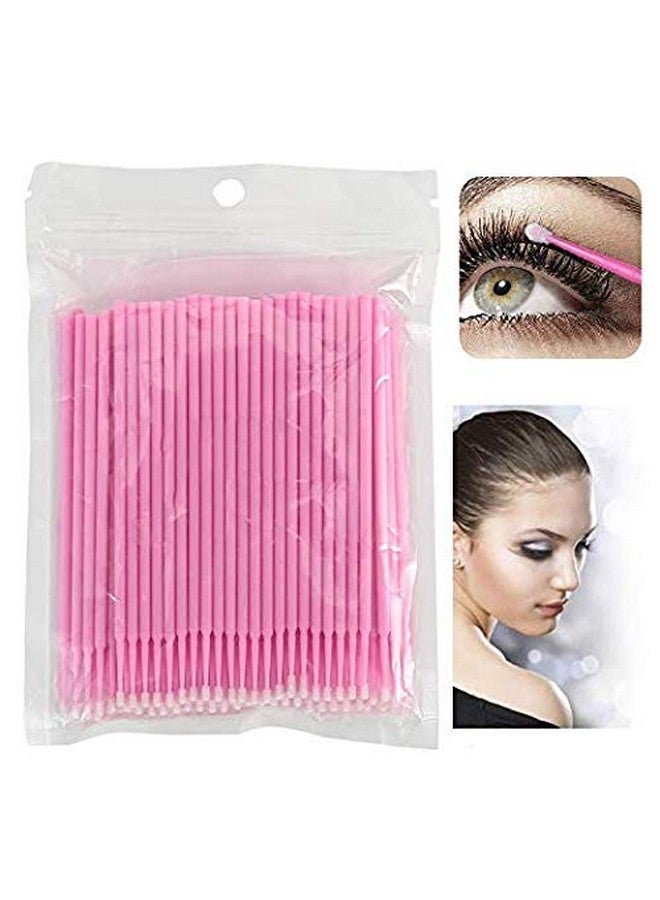Coobbar 100Pcslot Durable Micro Disposable Eyelash Extension Mascara Brush Eyelash Glue Cleaning Stick For Women (Pink) - Image 4