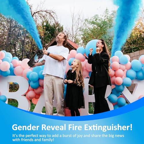 SRG Giant Gender Reveal Fire Extinguisher Color Blaster | 2 Packs Baby Boy Blue Gender Reveal Extinguisher Smoke | Blue Spray for Gender Reveal Decorations & Ideas - Blasts 20+ Feet (Blue) - Image 2