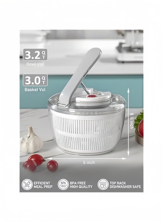 HOOKOR Salad Spinner with Bowl and Colander - Lettuce Spinner, Fruit Washing Bowl with Strainer, Vegetable Spinner Washer and Dryer, Pasta and Fries Spinner - Image 3