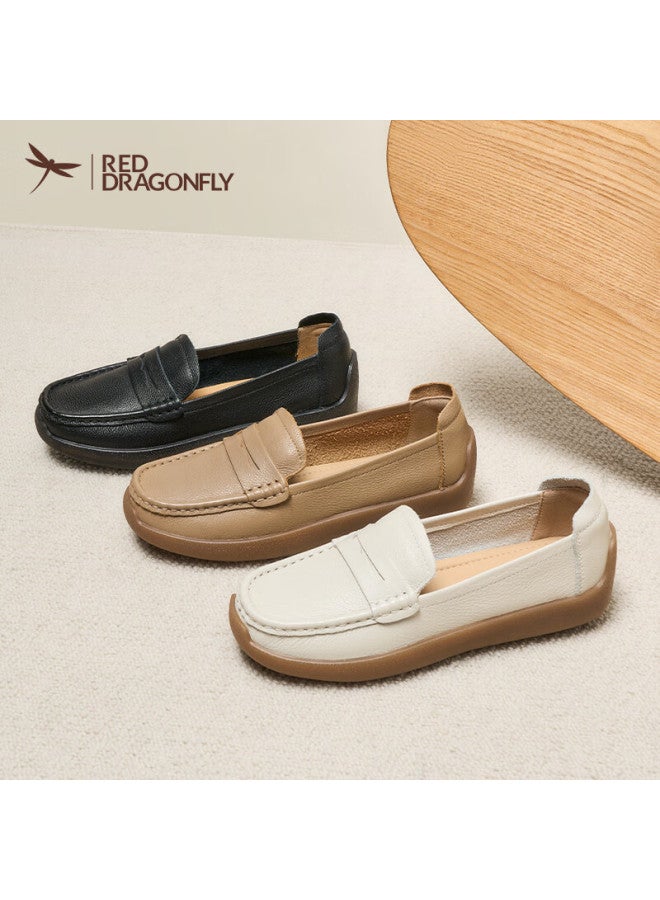 Red Dragonfly Women's Soft Sole Leather Slip-on Comfortable Mid-aged Shoes Wtb35457 Black Size 36 - Image 1