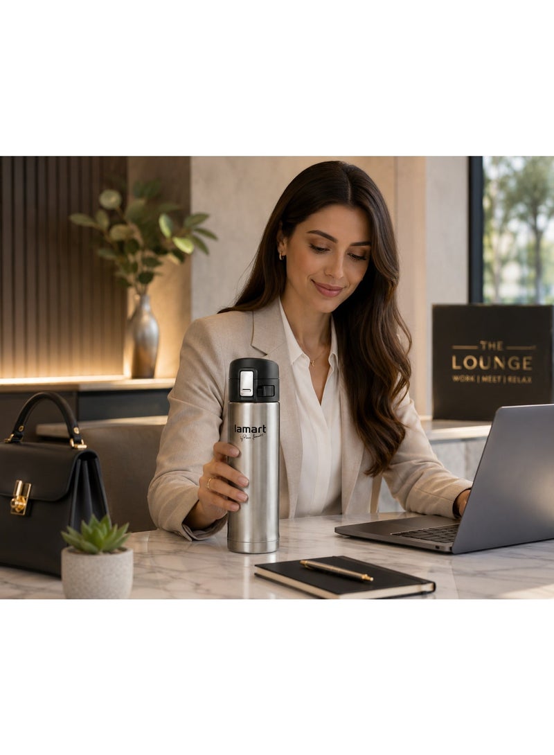 Lamart Vacuum Flask High Quality Stainless Steel 420Ml Silver - Image 5