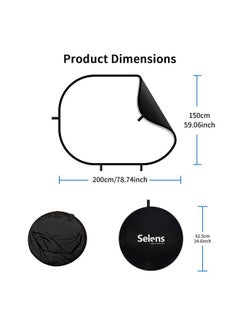 Selens Black White Backdrop 59X78.7Inches Pop Up Collapsible Background With Carrying Bag For Youtube Streaming Photo Studio Portrait Indoor Photography Foldable Pop Out Panel Reversible Backdrop  - Image 3