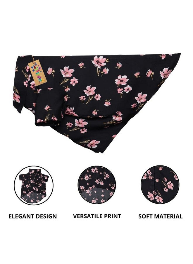 ويستيرن إرا قميص كلاب أساسي قابل للتنفس مطبوع عليه قطن، قميص فائق النعومة، قميص خفيف الوزن رقيق لطيف لحيواناتك الأليفة، ملابس كلاب مريحة للغاية (مقاس كبير جدًا - 30 بوصة) (طبعة زهور سوداء) - Image 2