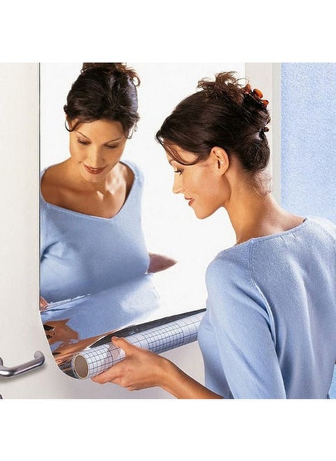 Plastic Mirror Tile Sticker Silver 39.37 x 19.68cm