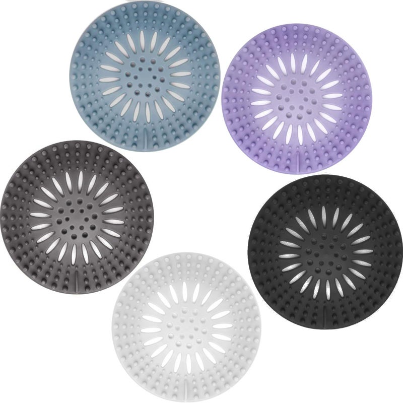 Gotega Bathroom Sink Drain Strainers, Hair Catcher Shower Drain Covers Protector, Flexible TPR Material, Multiple Colors for Bathroom Tub Shower and Sink Garbage Disposal Parts, Light-Colored 5 Pack - Image 1