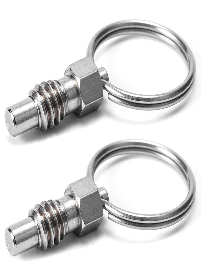 Young4us 2 Packs Spring Plunger with Pull Ring, 1/4"- 20 Thread Size, 0.31" Thread Length, Stainless Steel Non-Locking Type Stubby Hand-Retractable Spring Plunger Index Plunger - Image 1
