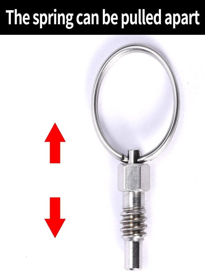 Young4us 2 Packs Spring Plunger with Pull Ring, 1/4"- 20 Thread Size, 0.31" Thread Length, Stainless Steel Non-Locking Type Stubby Hand-Retractable Spring Plunger Index Plunger - Image 4