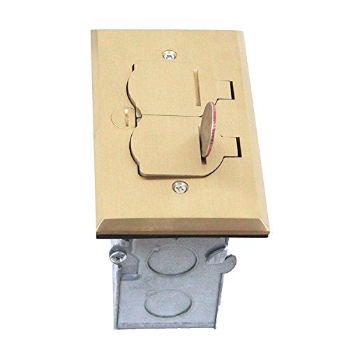 ENERLITES Flip Lid Cover Floor Box kit, 5” x 2.89” 1-Gang Cover, 20A Tamper-Weather Resistant Receptacle Outlets, Watertight Gasket, Corrosive Resistant Hardware, 975507-C, Brass (705507-C) - Image 3