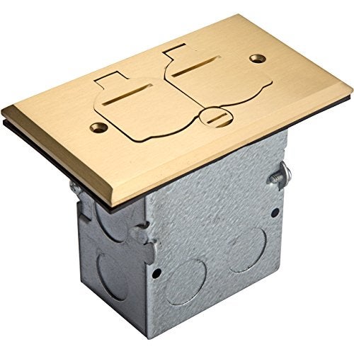 ENERLITES Flip Lid Cover Floor Box kit, 5” x 2.89” 1-Gang Cover, 20A Tamper-Weather Resistant Receptacle Outlets, Watertight Gasket, Corrosive Resistant Hardware, 975507-C, Brass (705507-C) - Image 1