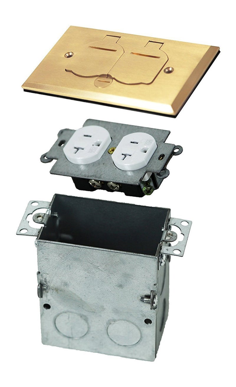 ENERLITES Flip Lid Cover Floor Box kit, 5” x 2.89” 1-Gang Cover, 20A Tamper-Weather Resistant Receptacle Outlets, Watertight Gasket, Corrosive Resistant Hardware, 975507-C, Brass (705507-C) - Image 5