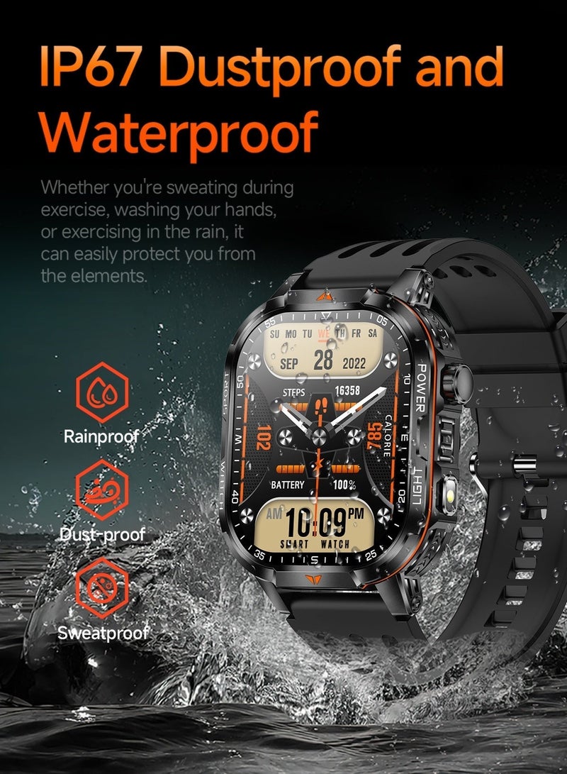 1400mAh Smart Sports Watch | 100+ Watch Faces, 2" Touch Screen, Bluetooth 5.3, IP67, Health & Sports Monitor, Black - Image 4