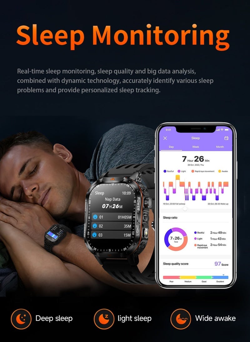 1400mAh Smart Sports Watch | 100+ Watch Faces, 2" Touch Screen, Bluetooth 5.3, IP67, Health & Sports Monitor, Black - Image 3