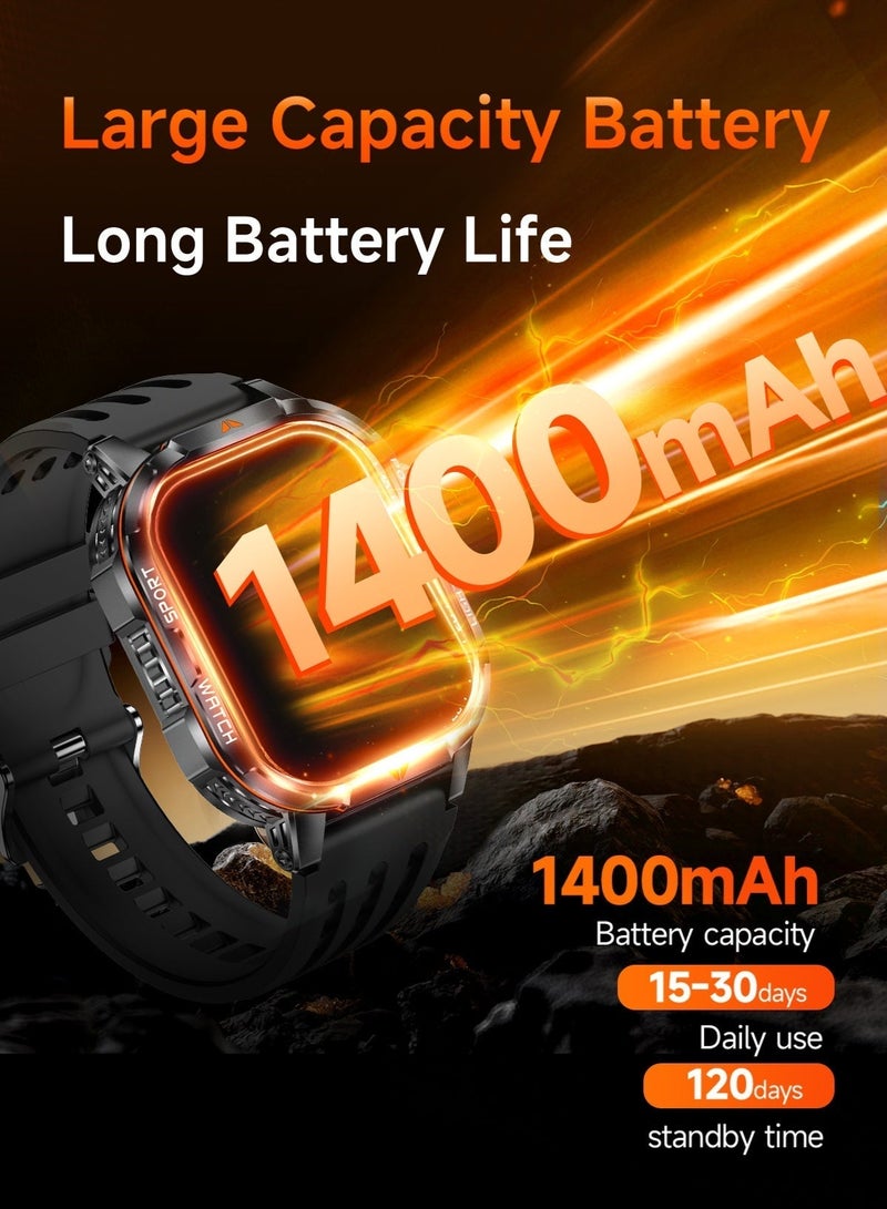 1400mAh Smart Sports Watch | 100+ Watch Faces, 2" Touch Screen, Bluetooth 5.3, IP67, Health & Sports Monitor, Black - Image 2