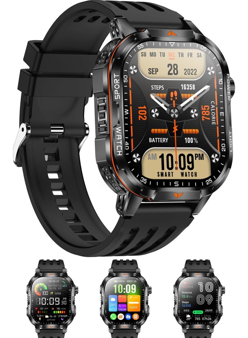 1400mAh Smart Sports Watch | 100+ Watch Faces, 2" Touch Screen, Bluetooth 5.3, IP67, Health & Sports Monitor, Black - Image 1