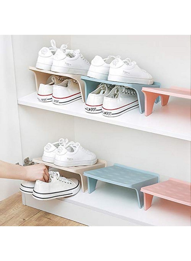 NYALKARAN Plastic Shoe Organizer Stand Space Saver Shoe Storage Rack Double Layer Free Standing Shoe Slipper Stacker Shelf (Multicolour, Pack of 8) - Image 4