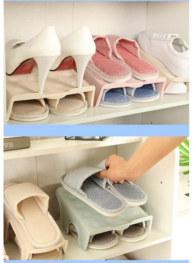 NYALKARAN Plastic Shoe Organizer Stand Space Saver Shoe Storage Rack Double Layer Free Standing Shoe Slipper Stacker Shelf (Multicolour, Pack of 8) - Image 5