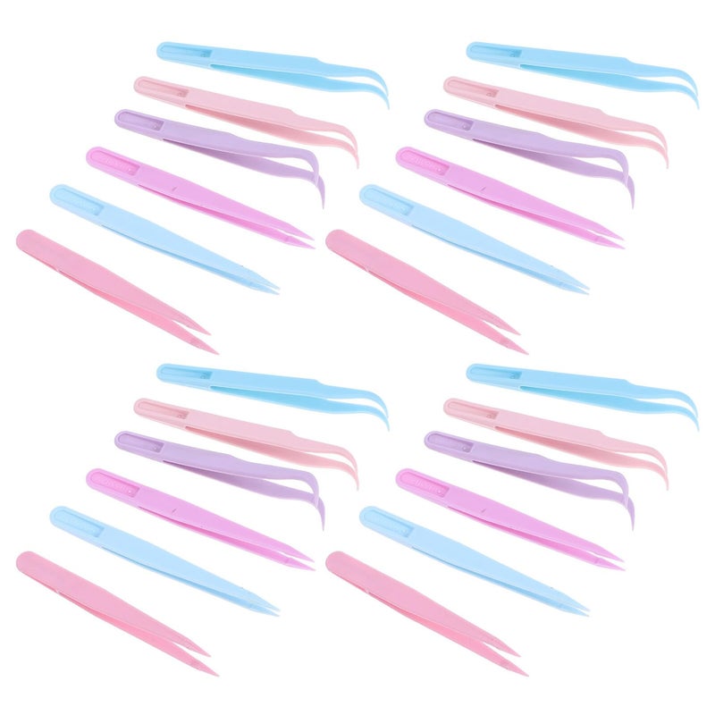 36 Pcs Precision Plastic Tweezers Set Curved Straight Tips Multi Color Crafting - Image 2