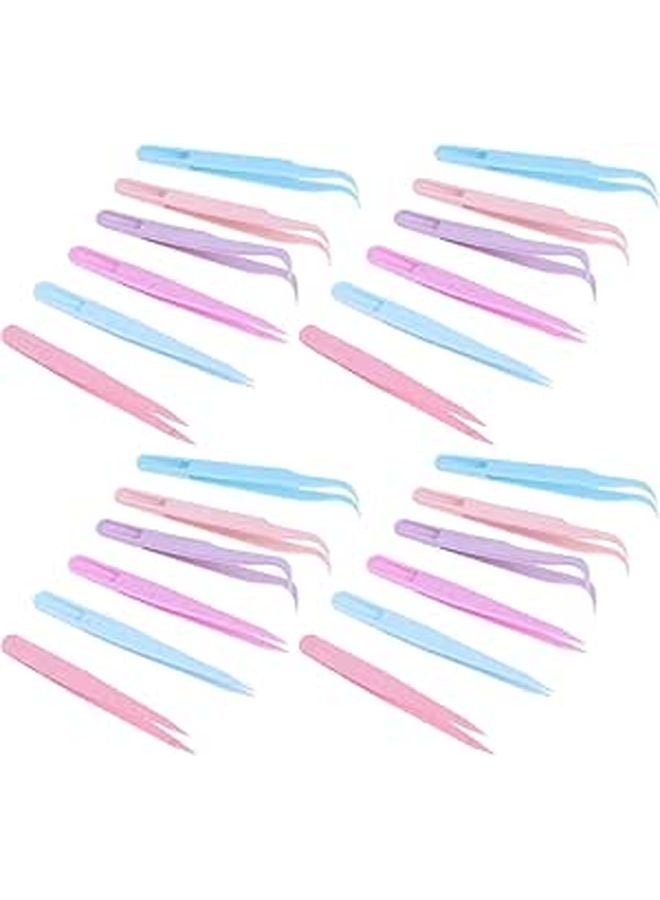 36 Pcs Precision Plastic Tweezers Set Curved Straight Tips Multi Color Crafting - Image 1