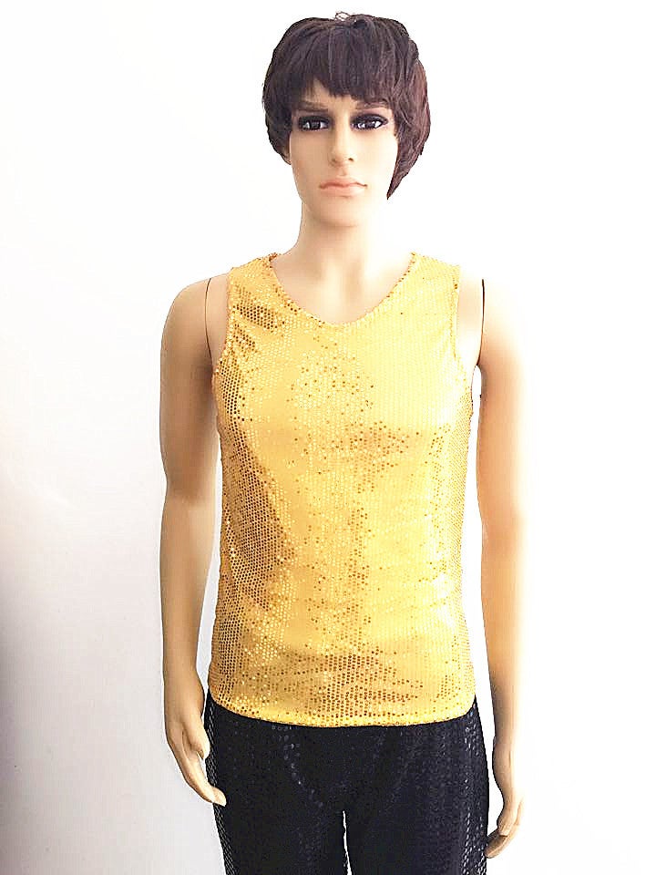 Korean-Style Stretch Slim-Fit Performance Costume For Men And Women All-Match Dancing Sequin Sleeveless Shiny Vest 6-Color - Image 1