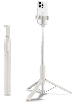 Automatic Universal Selfie Stick Tripod 57" [Auto-Open] Phone Stand with Rechargeable Remote 360° Vertical & Horizontal Rotatable Stable Travel for iPhone Android and More - Dune Beige