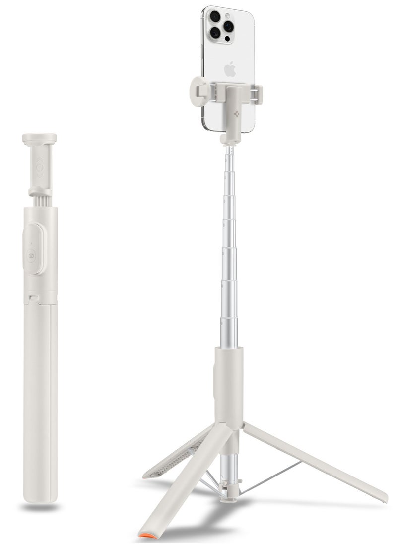 Spigen - Automatic Universal Selfie Stick Tripod 57" [Auto-Open] Phone Stand with Rechargeable Remote 360° Vertical & Horizontal Rotatable Stable Travel for iPhone Android and More - Dune Beige - Image 1