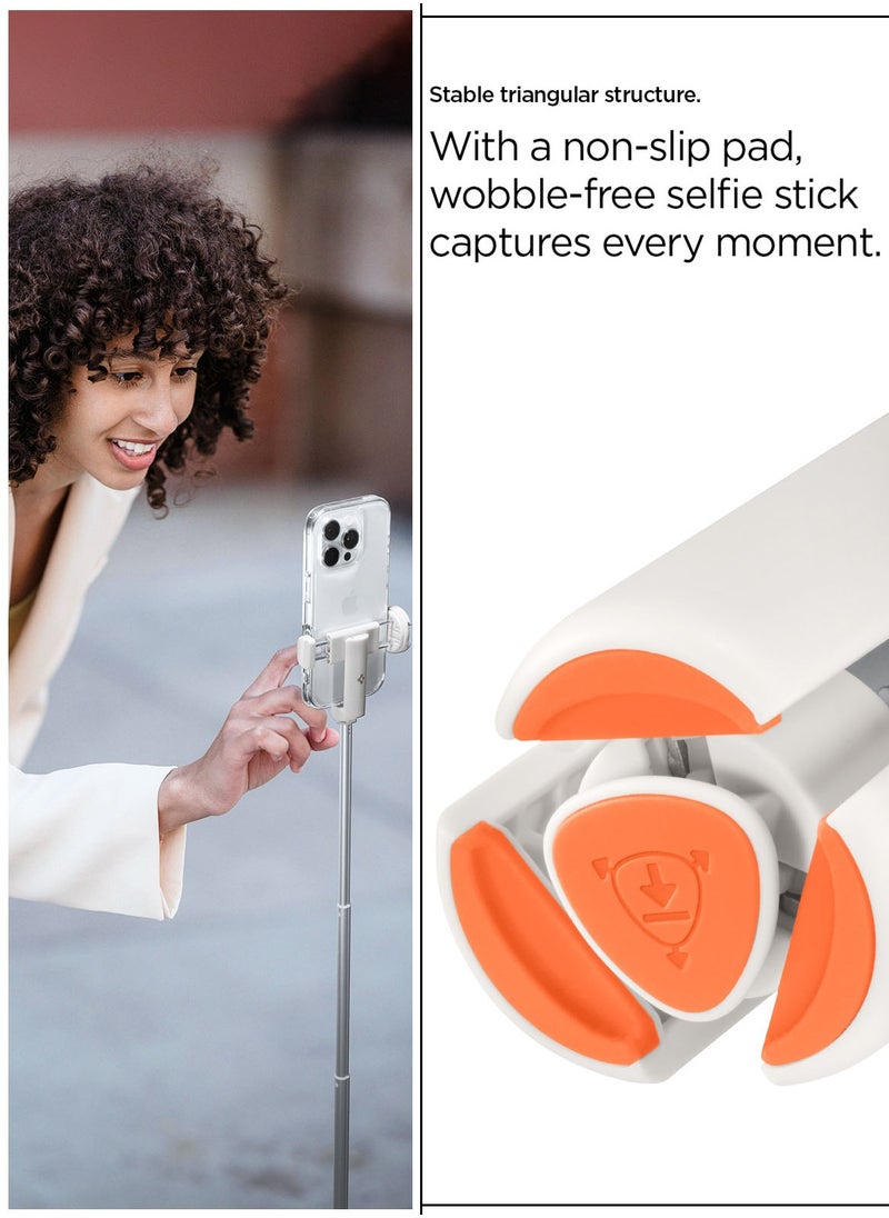 Spigen - Automatic Universal Selfie Stick Tripod 57" [Auto-Open] Phone Stand with Rechargeable Remote 360° Vertical & Horizontal Rotatable Stable Travel for iPhone Android and More - Dune Beige - Image 1
