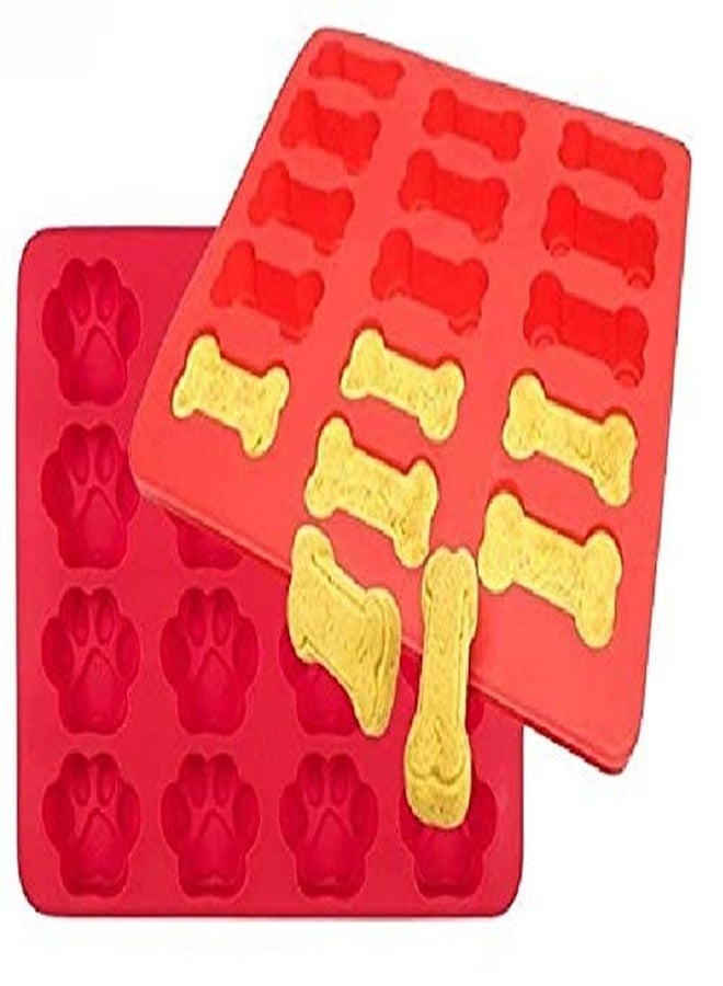 Charmed 2 Pc Silicone Mold Puppy Dog Paw & Bone Shape - Image 1