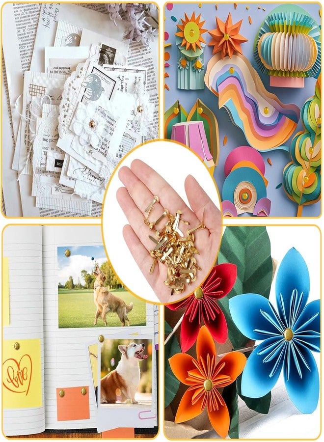 ADULLPONY 600Pcs Gold Brads, Paper Fasteners, 8x17.5mm Mini Brads, Split Pins, Round Head Brass Fasteners for Paper Crafts Supplies - Image 4