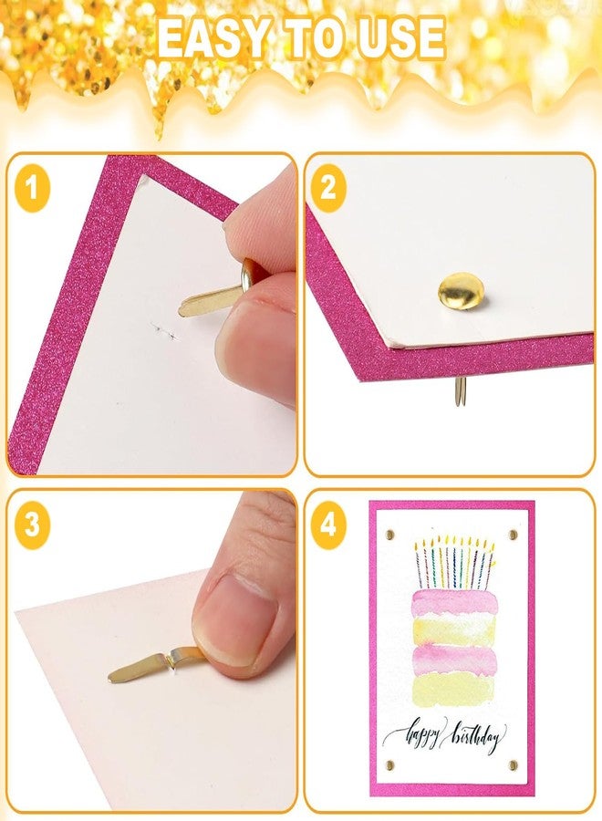 ADULLPONY 600Pcs Gold Brads, Paper Fasteners, 8x17.5mm Mini Brads, Split Pins, Round Head Brass Fasteners for Paper Crafts Supplies - Image 3