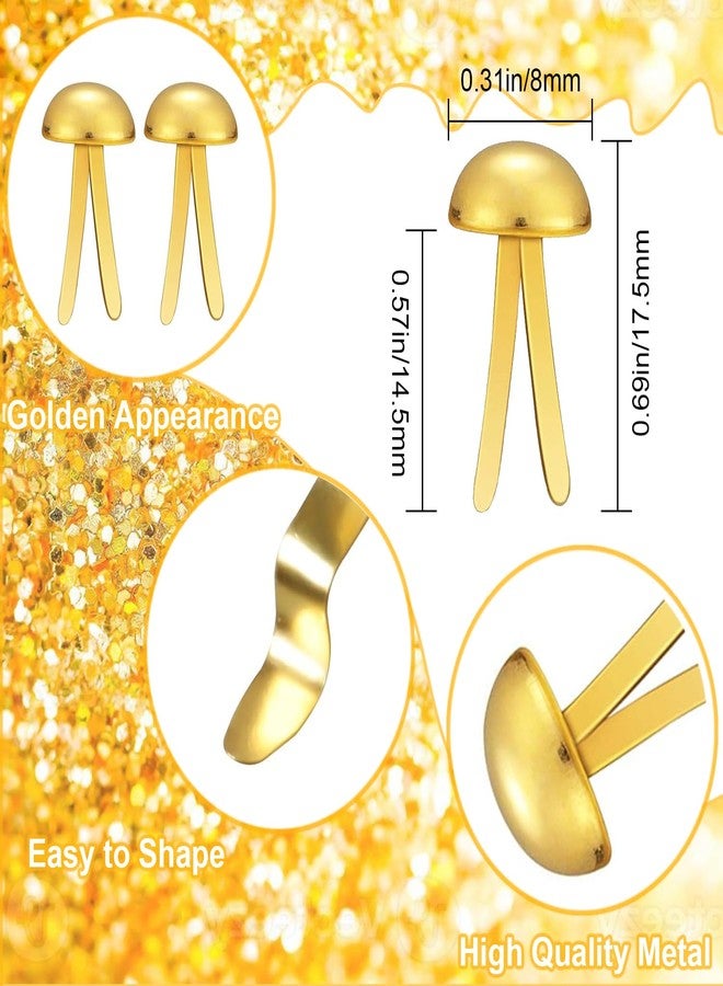 ADULLPONY 600Pcs Gold Brads, Paper Fasteners, 8x17.5mm Mini Brads, Split Pins, Round Head Brass Fasteners for Paper Crafts Supplies - Image 2