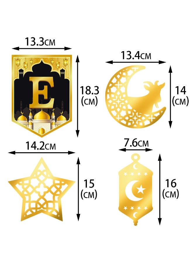 Balloon World Eid Decorations for Home,Ramadan Mubarak Banner Shining Gold Star Moon Lantern Streamer Ramadan Hanging Wall Decorations for Islam Festival Party Supplies（1 Ramadan Mubarak banner and 8 star moon garland） - Image 3