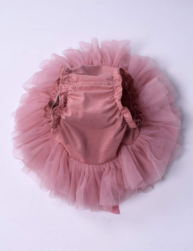Tutu.kk Toddle Tutu Skirt for Baby Girl with Diaper Cover, Soft Baby Tutu Dress with Flower Headband 3-6months Bean Sand - Image 3