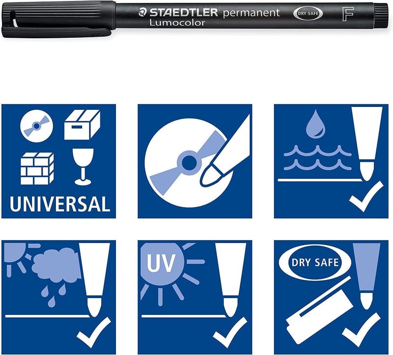 STAEDTLER Lumocolor F Permanent Marker - Fine Tip, Black - Image 5