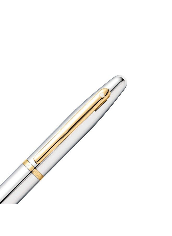 شيفر قلم حبر سائل Sheaffer 9422 VFM مطلي بالكروم المصقول مع حواف مطلية بالذهب | سن متوسط | قلم ممتاز فضي  - Image 5