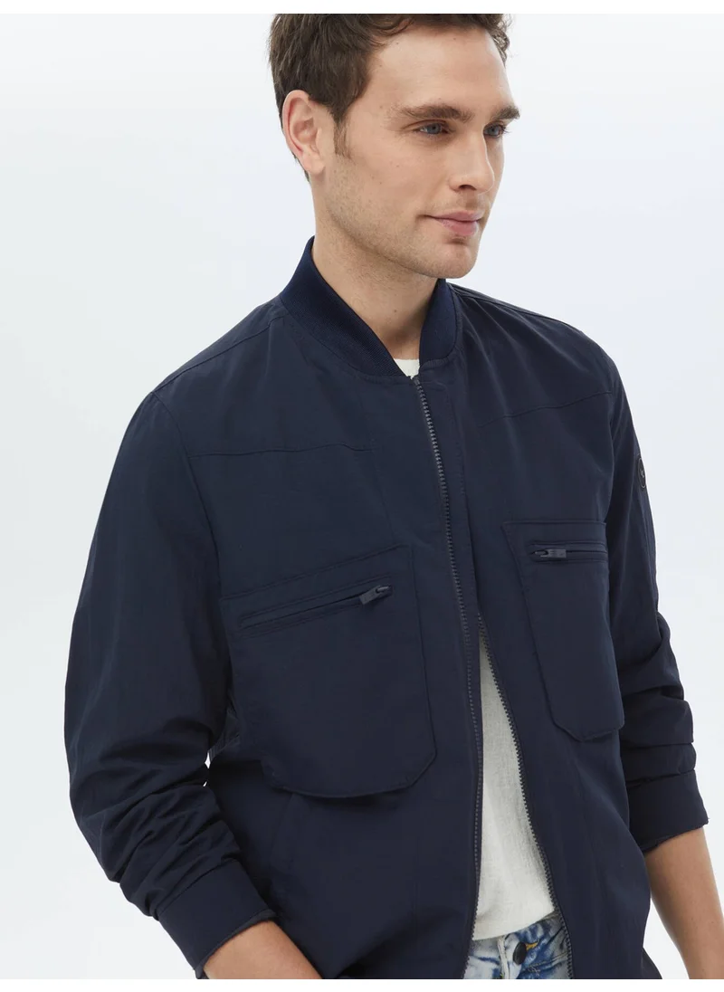 كيب Navy Blue Woven Coat
