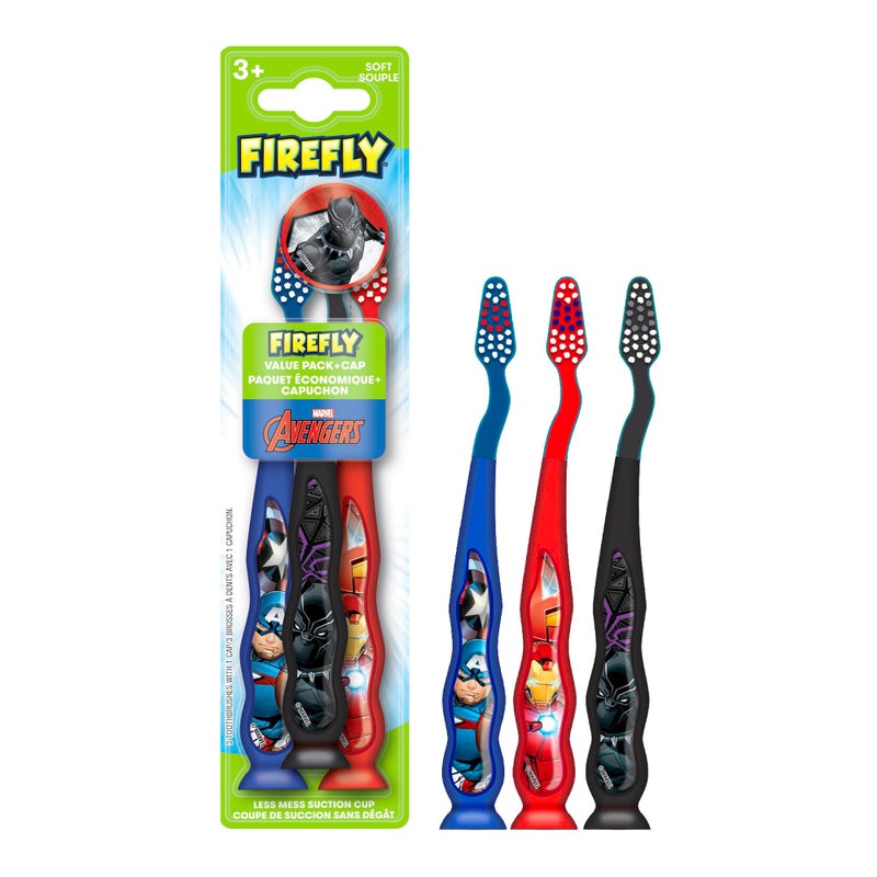Firefly Marvel Avengers Toothbrush Value Pack, Soft Bristle Toothbrush for Kids 3+, 3 Ct - Image 1