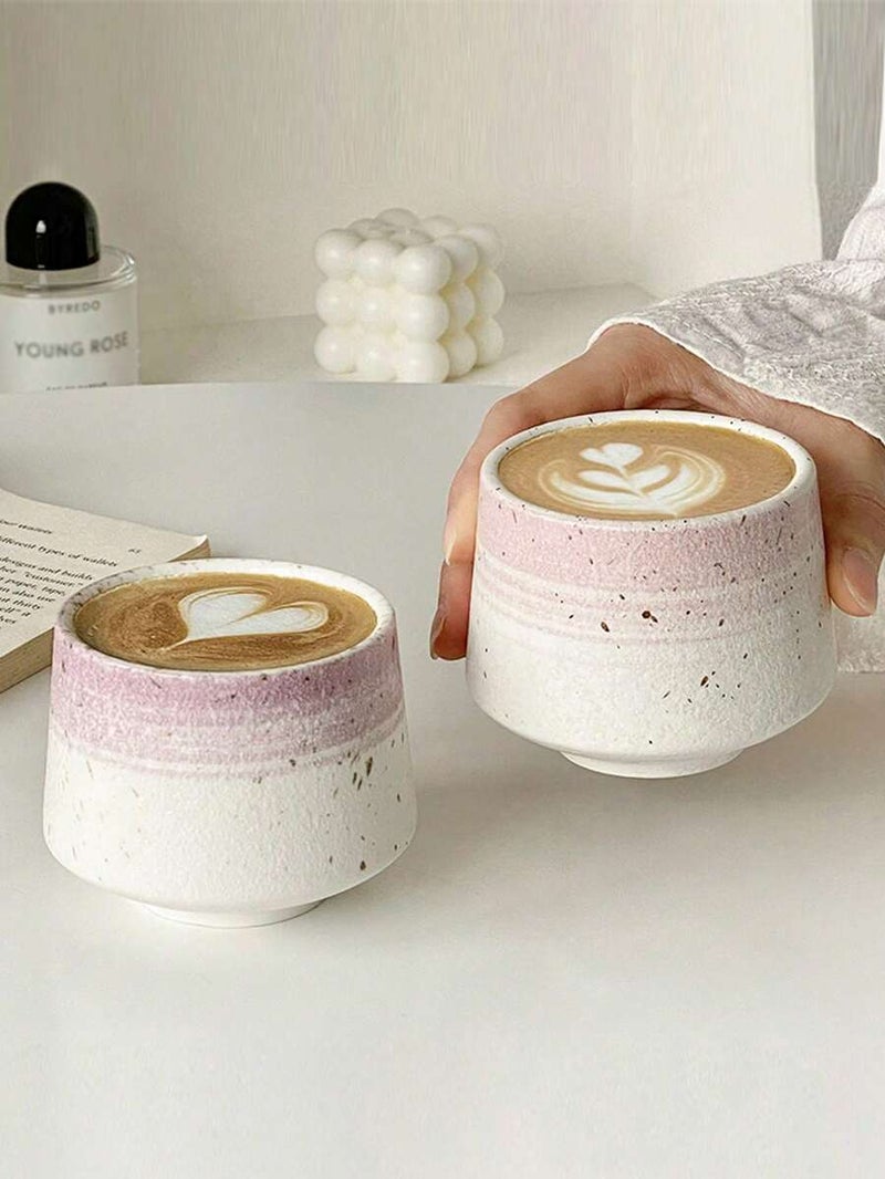 1pcs Rustic Textured Striped Ceramic ArabicQahwa Coffee Cup, Speckled Matte PorcelainEspresso Mug, Short Wide-Mouth Tea Cup,Multi-Color Hand-Glazed Drinkware,Heat-Resistant Small Coffee Mug for ArabicCoffee, Latte & Herbal Tea, Ideal for MajlisHospitality, Ramadan Iftar Gathering, EidCelebration, Aesthetic Table Decor, Perfect Housewarming & Festival Gift for Coffee andTea  Lovers - Image 1