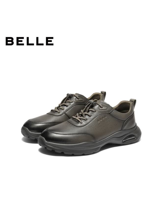 Belle Lightweight Thick-soled Casual Shoes For Men, Mall Edition, Cowhide Business Sports Shoes 8gz01bm4, Gray With Fleece Lining, Size 41 - Image 4