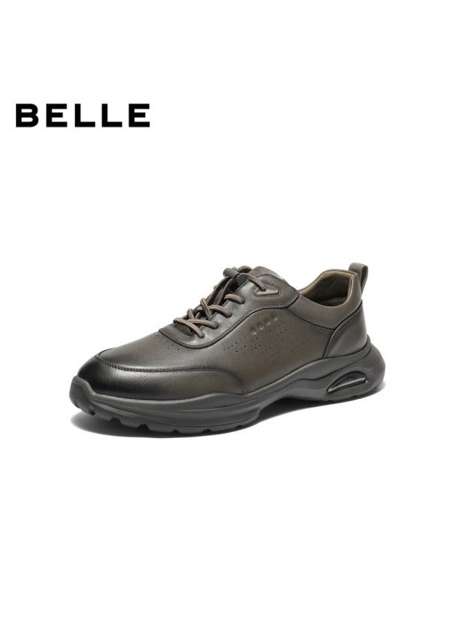 Belle Lightweight Thick-soled Casual Shoes For Men, Mall Edition, Cowhide Business Sports Shoes 8gz01bm4, Gray With Fleece Lining, Size 41 - Image 1