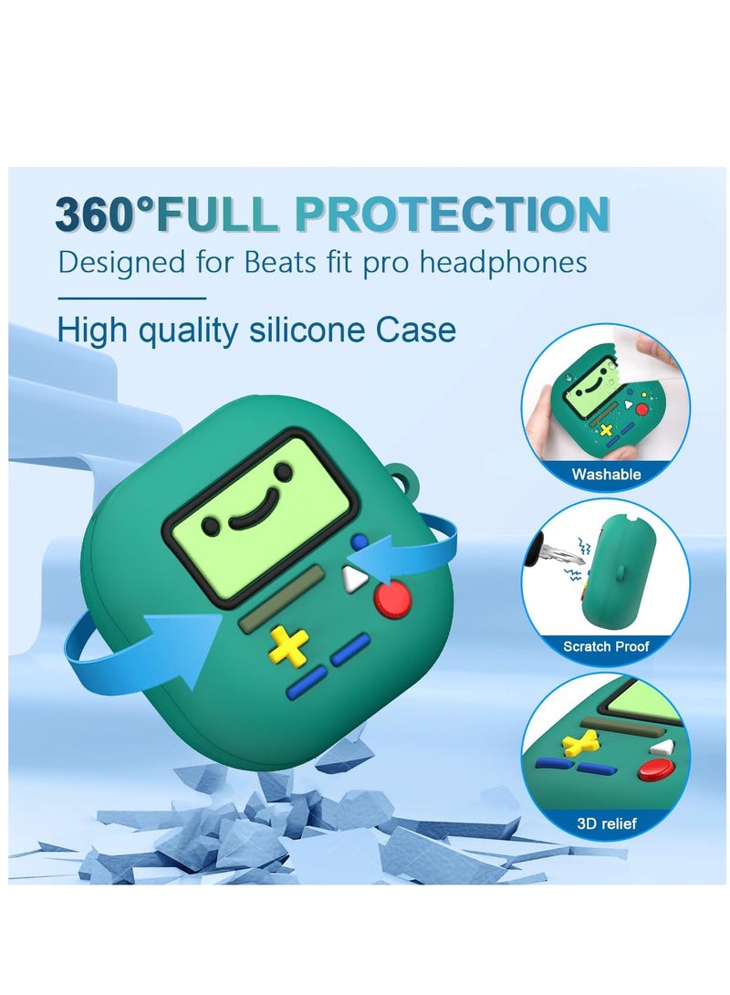 غطاء سيلكون أنيق مقاوم للصدمات لحافظة شحن Beats Fit Pro مع مشبك، لون أخضر - Image 3